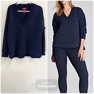 SPANX Air Essentials Athleisure Sweater Oversized V Neck Preppy Lounge